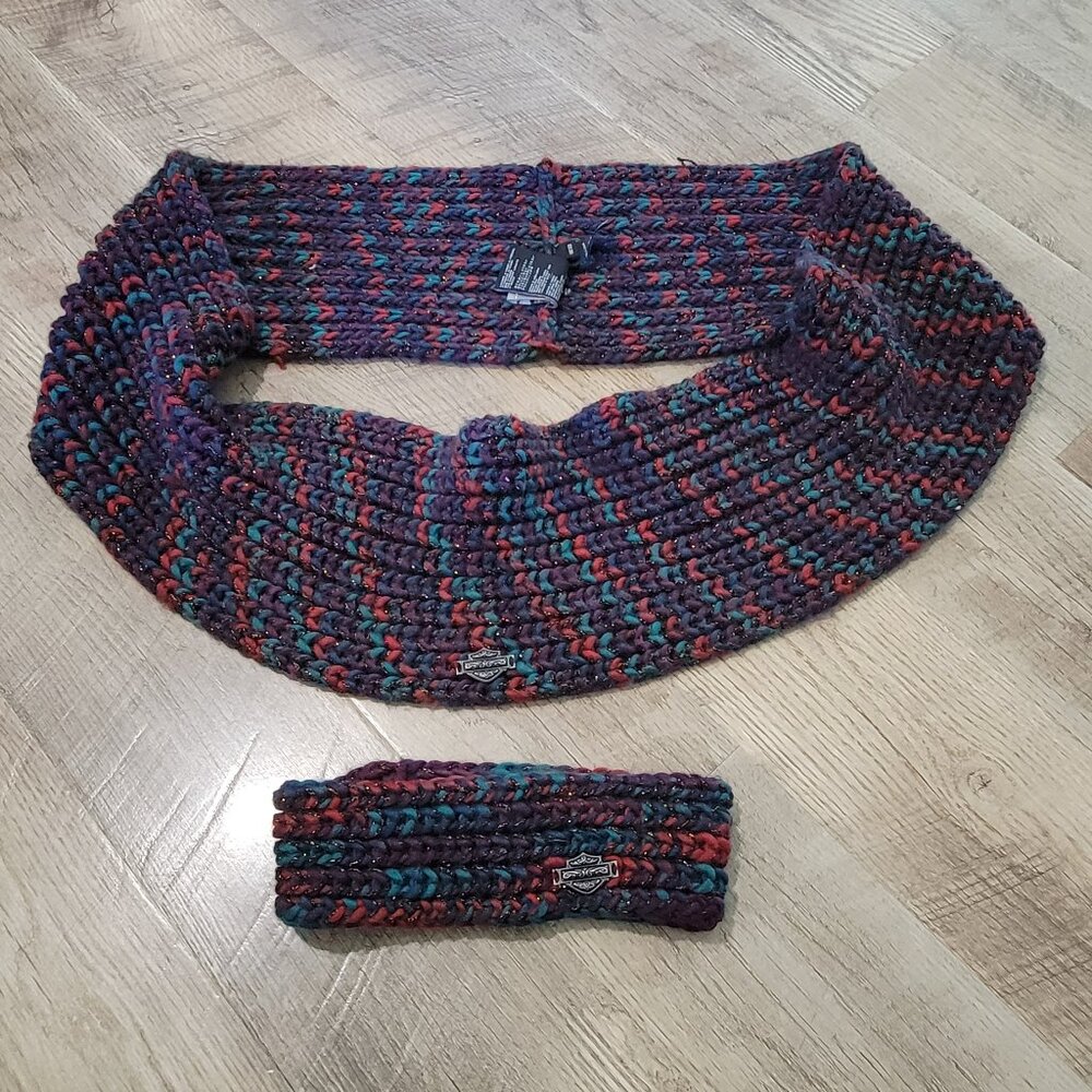 Harley Davidson Knit Infinity Scarf and Ear Warmer Set